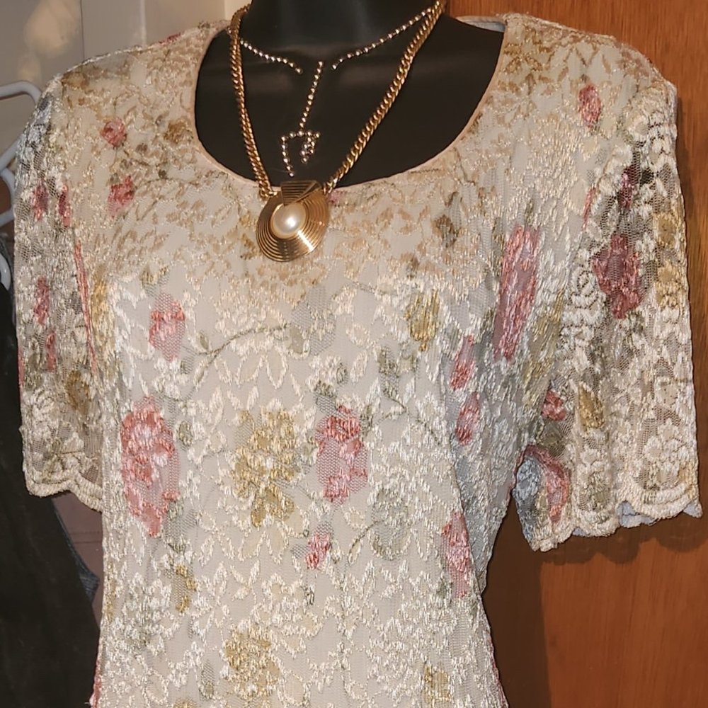 Beautiful long lace floral maxi dress